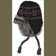 Čepice"Peru Puno"s kožešinou,šedo-černá